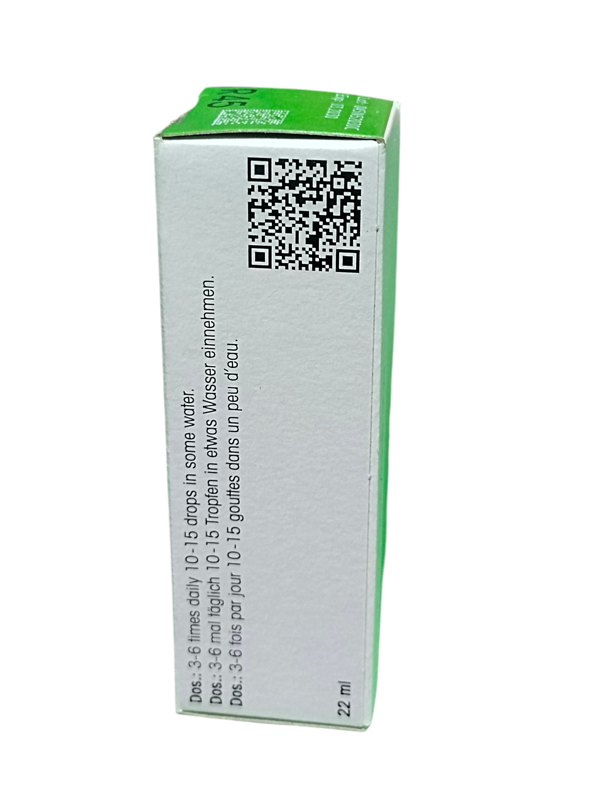 Green and white box with a QR code on a white background