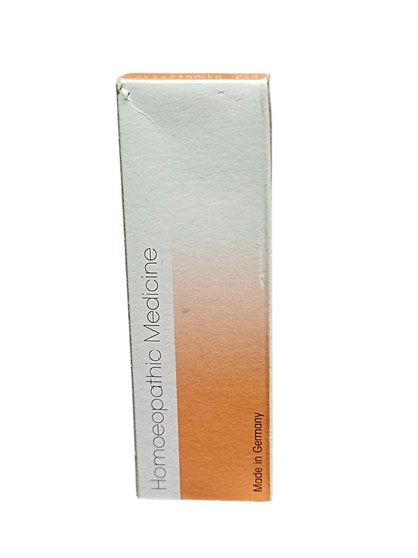 Box of homeopathic medicine with gradient design on a white background