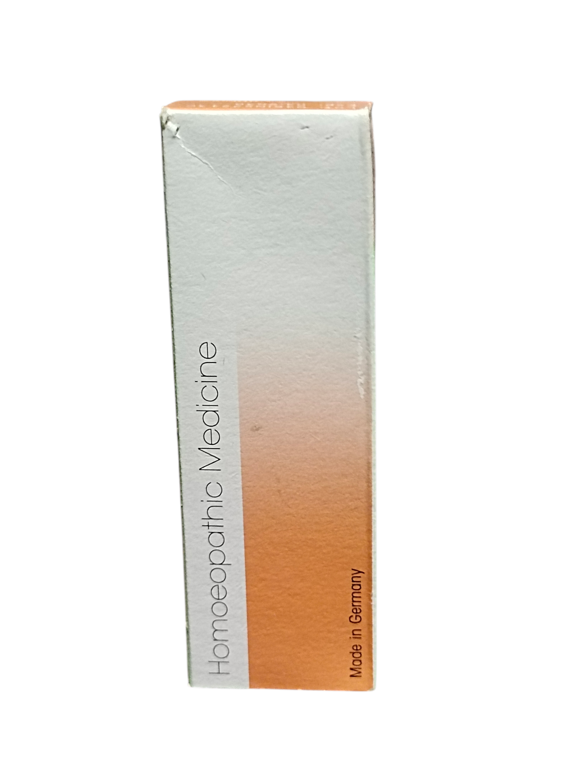 Box of homeopathic medicine with gradient design on a white background