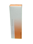 Tall rectangular box with a gradient design from white to orange on a white background