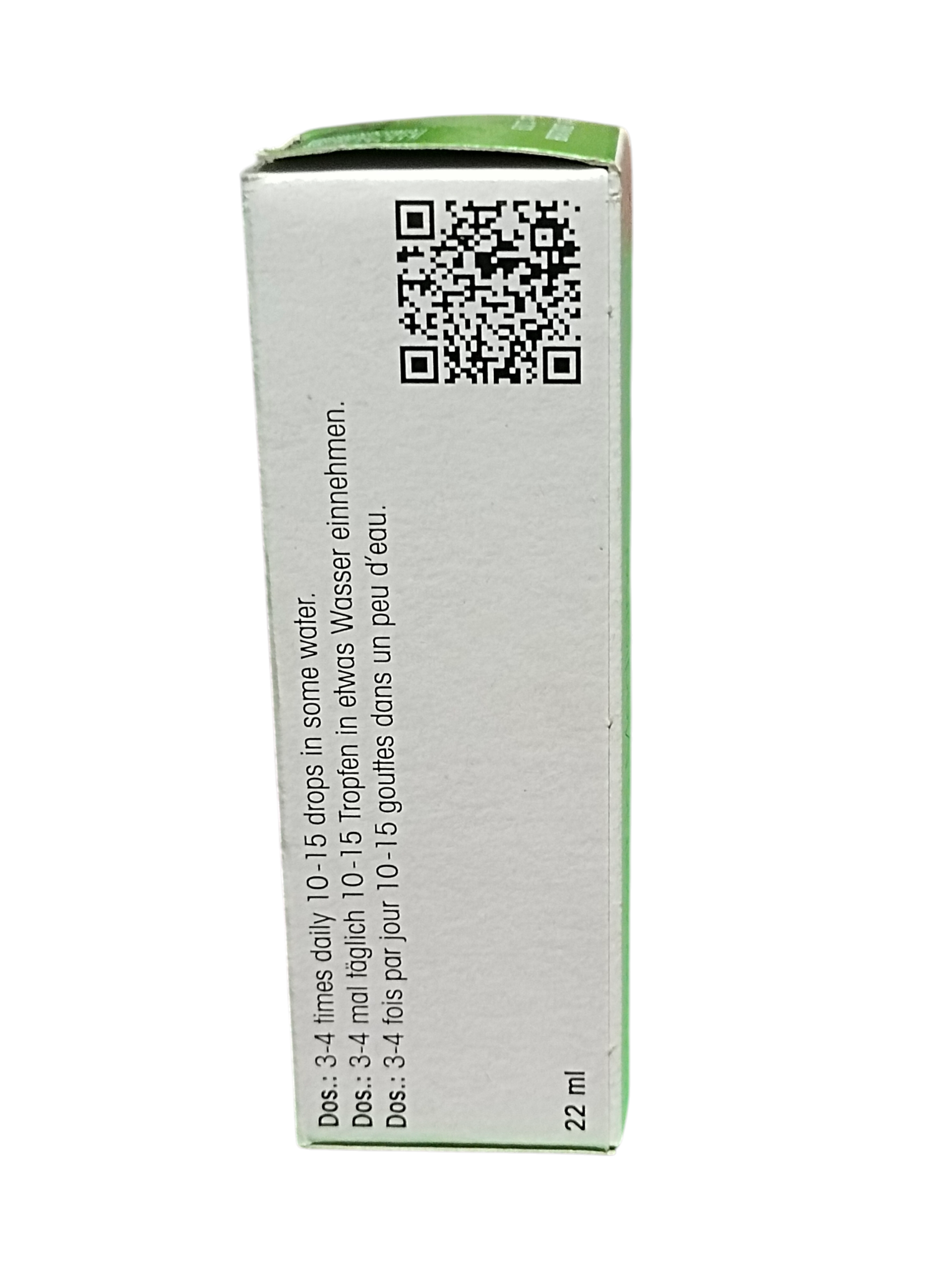Box with QR code and text on a white background