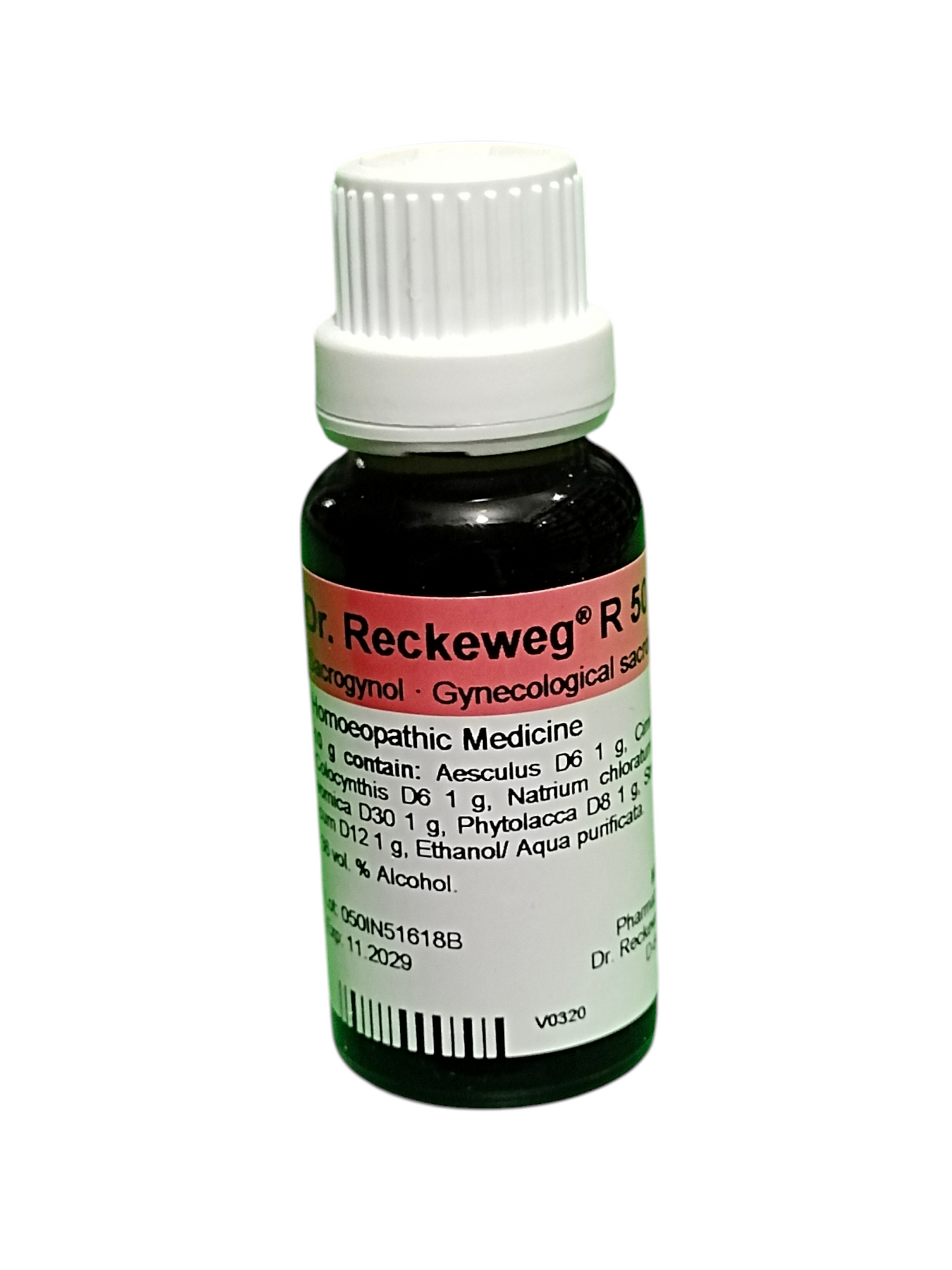Dr. Reckeweg R50 homeopathic medicine bottle on a white background