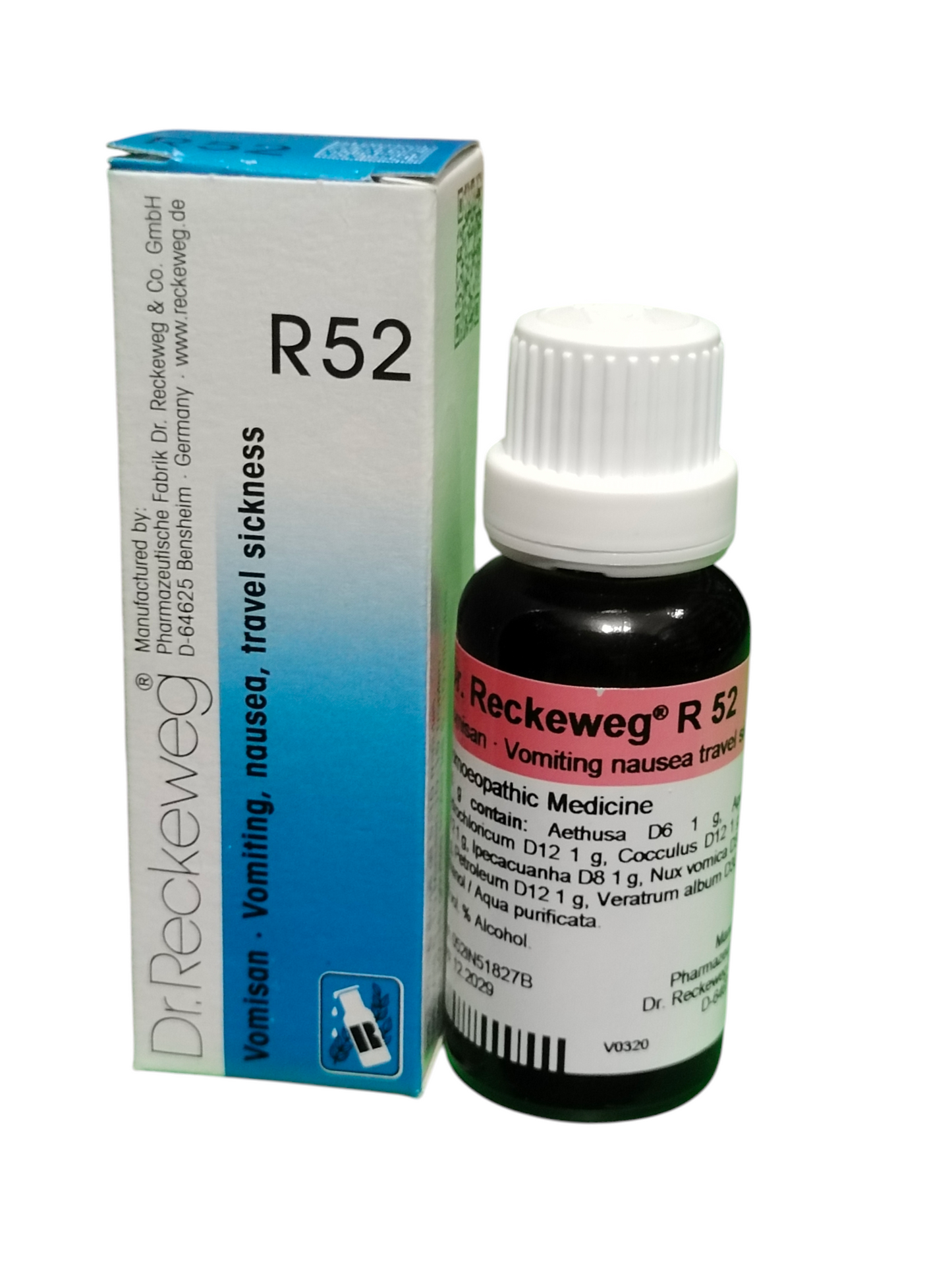 Dr. Reckeweg R52 Vomisan Homeopathic Drops 22ml for vomiting, nausea, motion sickness and travel sickness relief