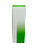 Box of homeopathic medicine with green and white design on a white background