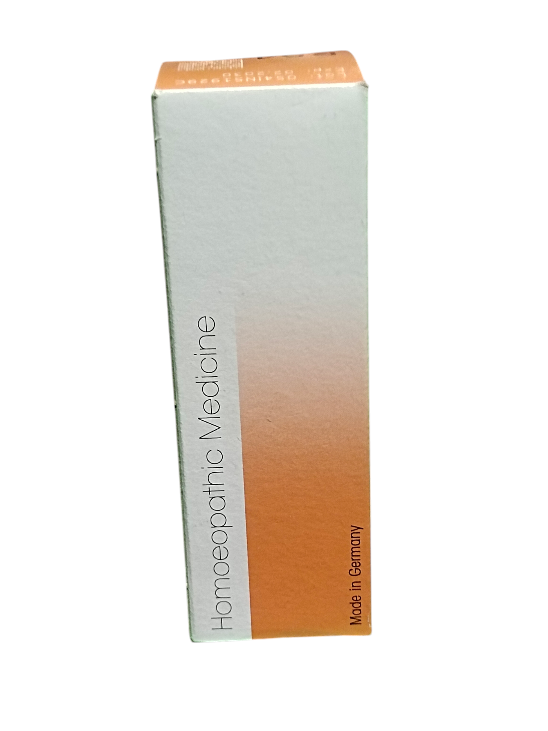 Box of homeopathic medicine with gradient design on a white background