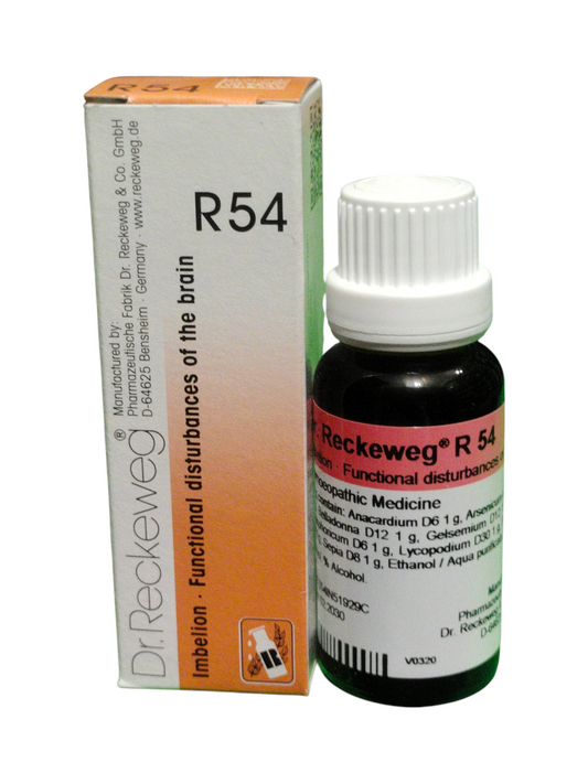 Dr. Reckeweg R54 Lumbelion Homeopathic Brain Drops 22ml for functional brain disturbances, memory support, and mental fatigue relief