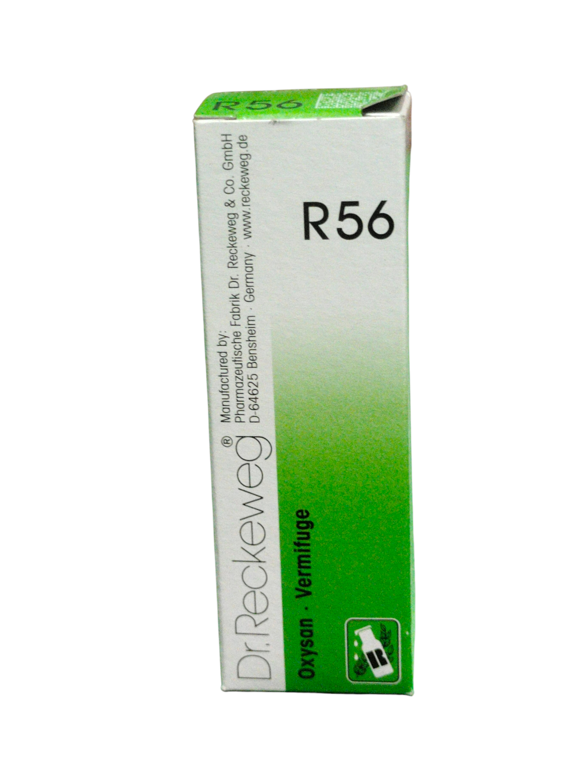 Dr. Reckeweg R56 box with green and white design on a white background