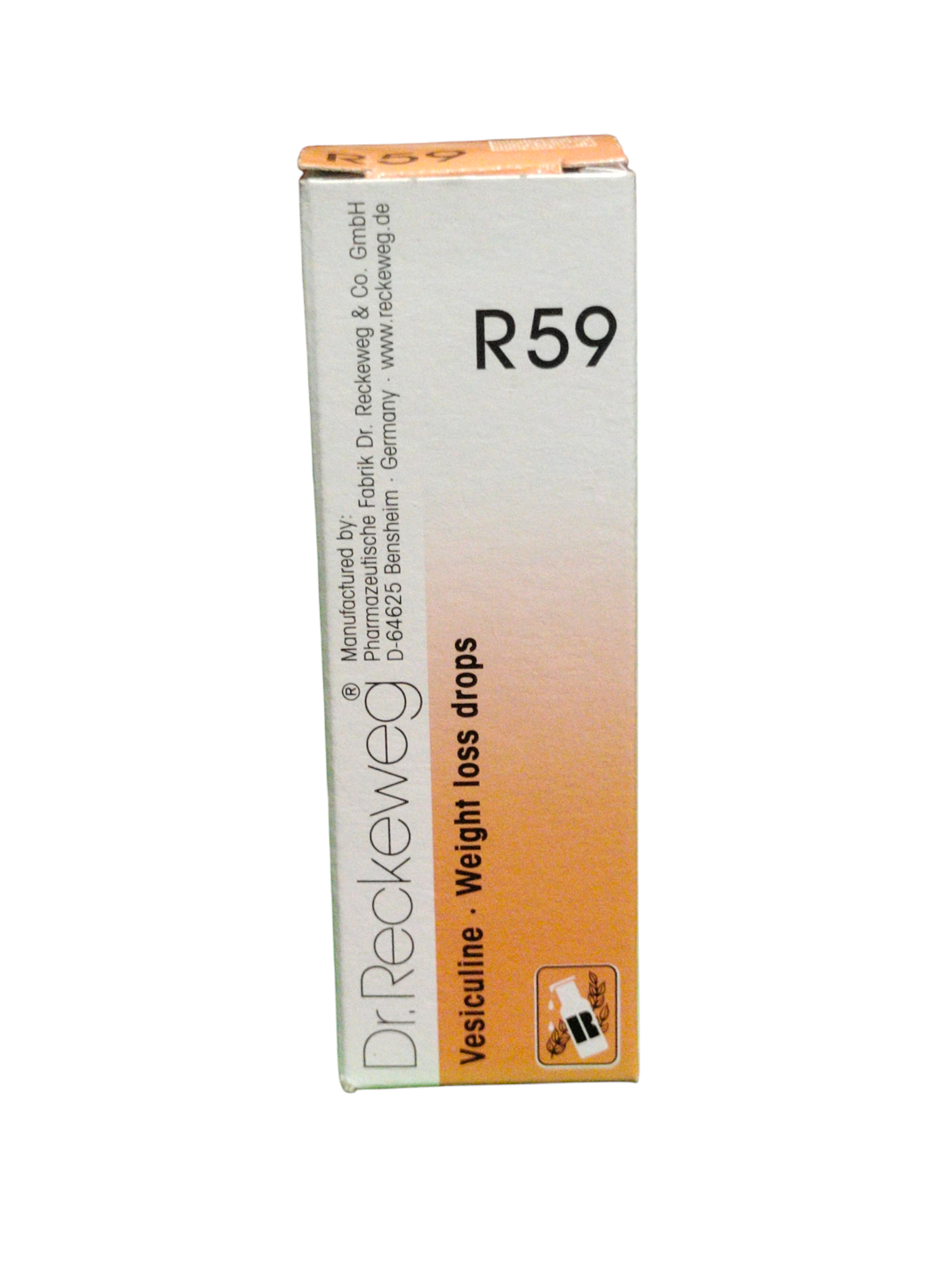 Box of Dr. Reckeweg Visceraline Weight Loss Drops on a white background