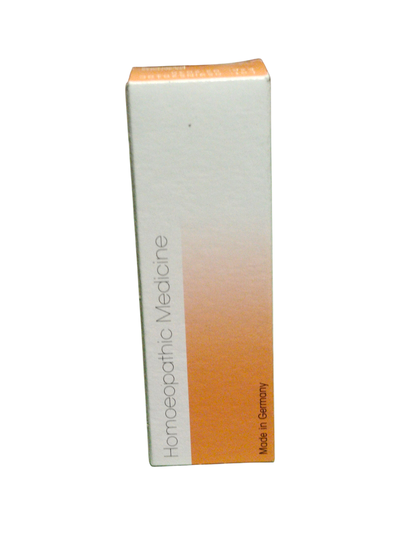 Box of homeopathic medicine with gradient design on a white background