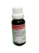 Bottle of Beckeweg R 60 homeopathic medicine on a white background