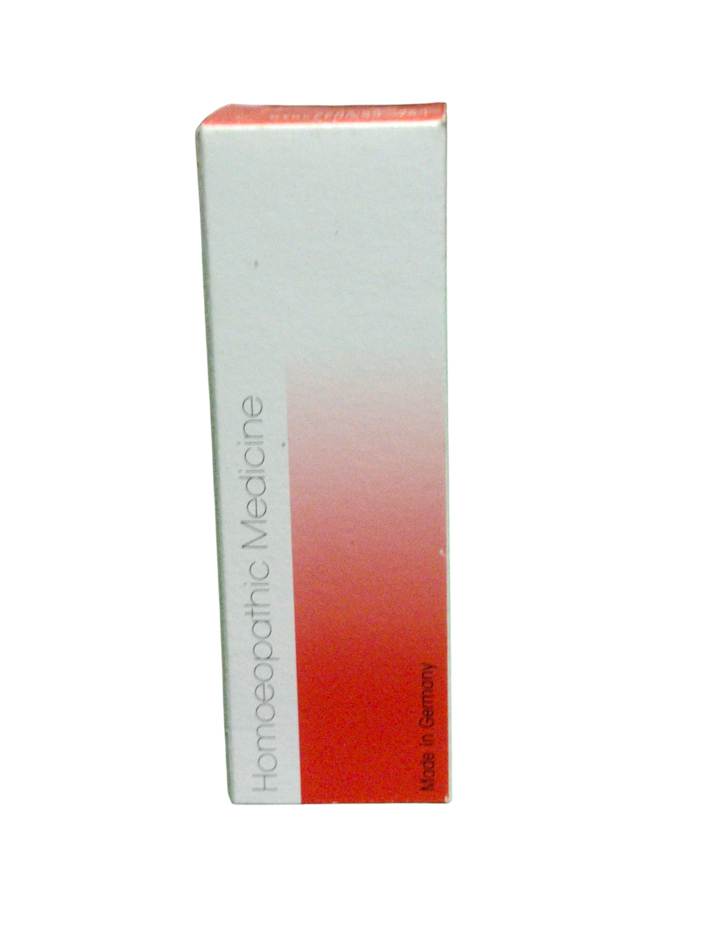 Box of homeopathic medicine with a gradient design on a white background