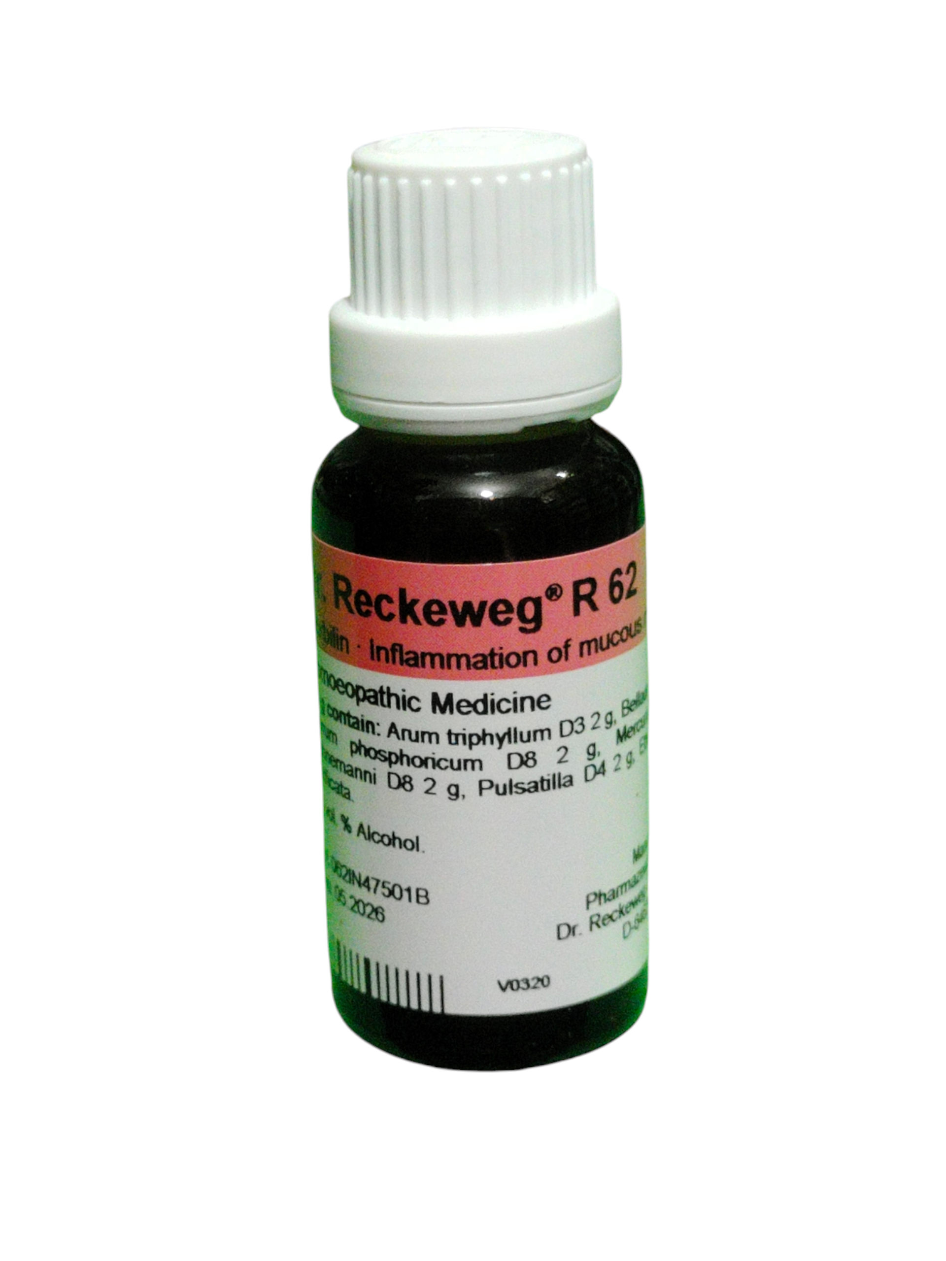 Bottle of Reckeweg R62 Con a white background