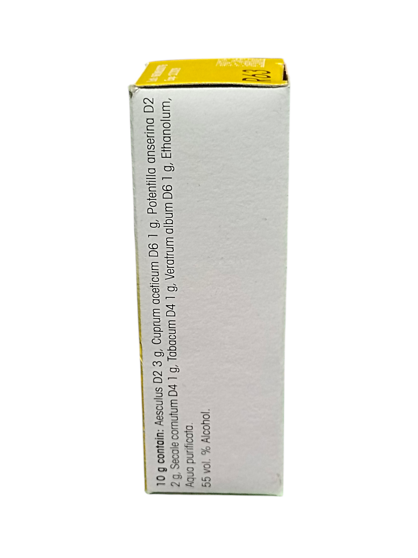 Medicinal box with yellow top on a white background