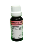 Bottle of Reckeweg R63 homeopathic medicine on a white background