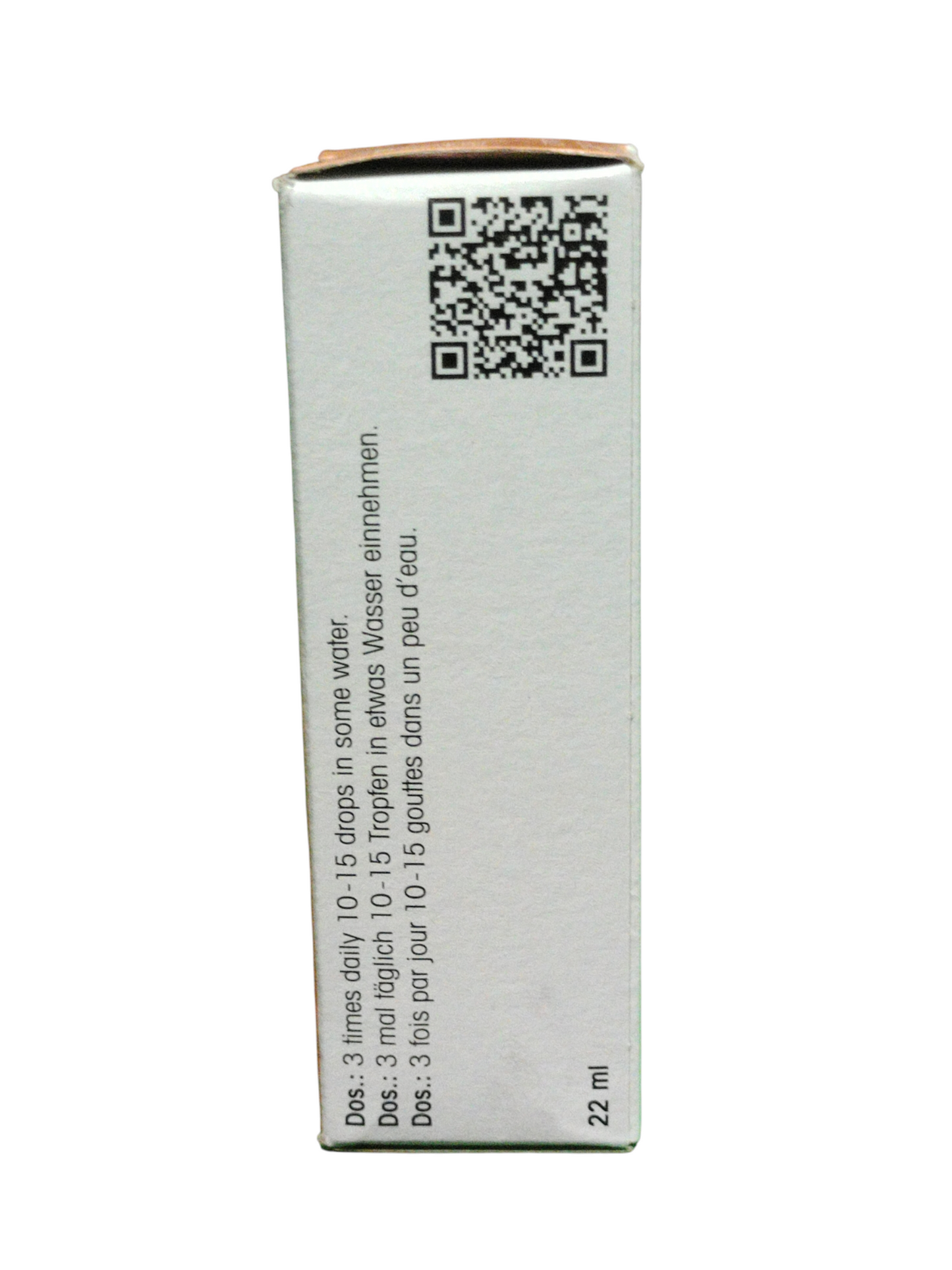 White box with a QR code and text on a white background