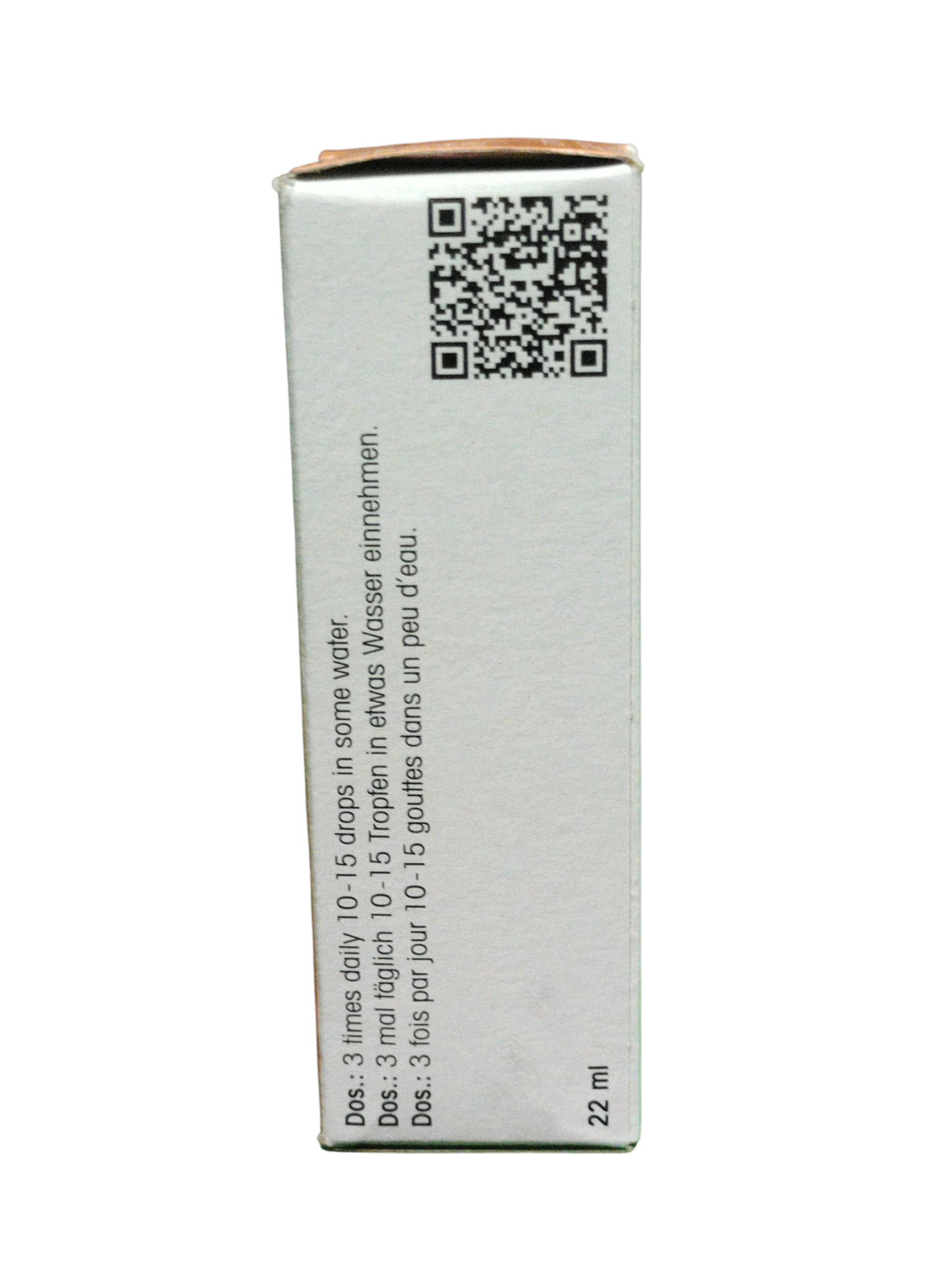 White box with a QR code and text on a white background
