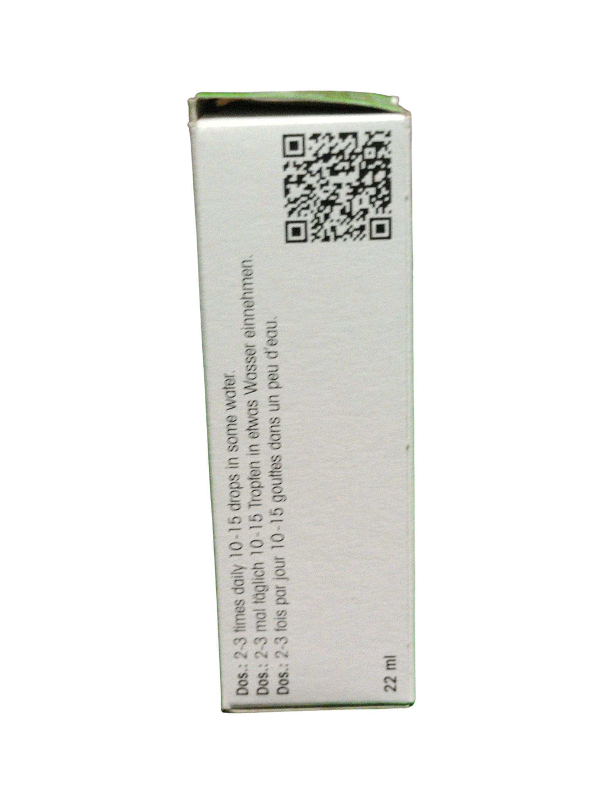 White box with a QR code and text on a white background