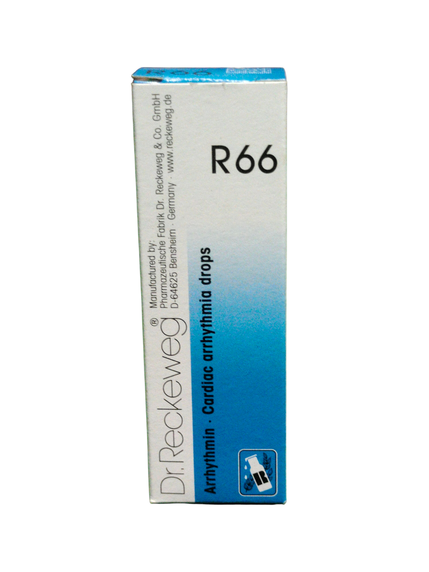 Box of Dr. Reckeweg R66 Arhythmia drops on a white background