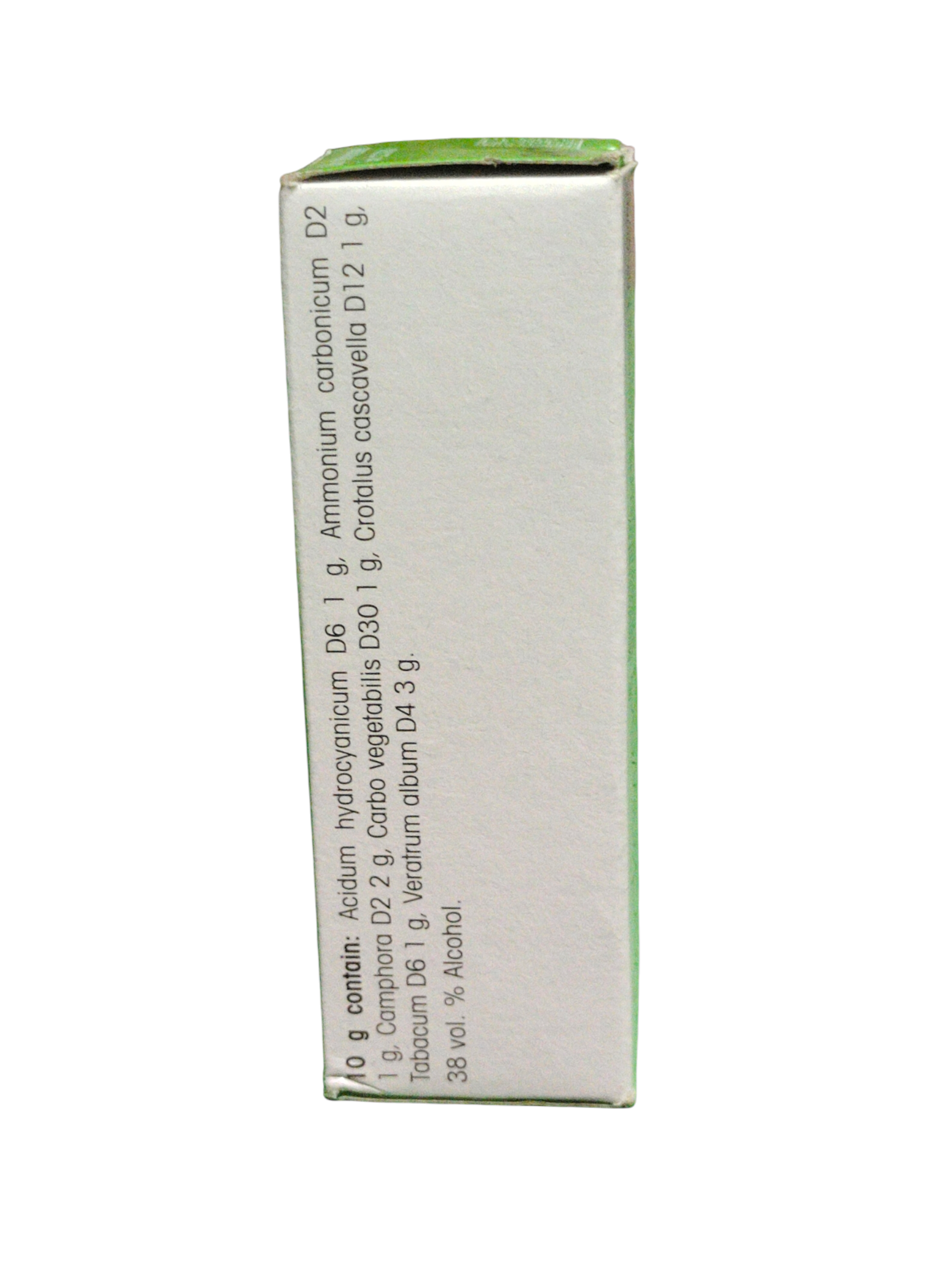 Medicinal box with green top on a white background