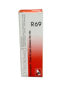 Box of Dr. Reckeweg R69 drops for pain between the ribs on a white background