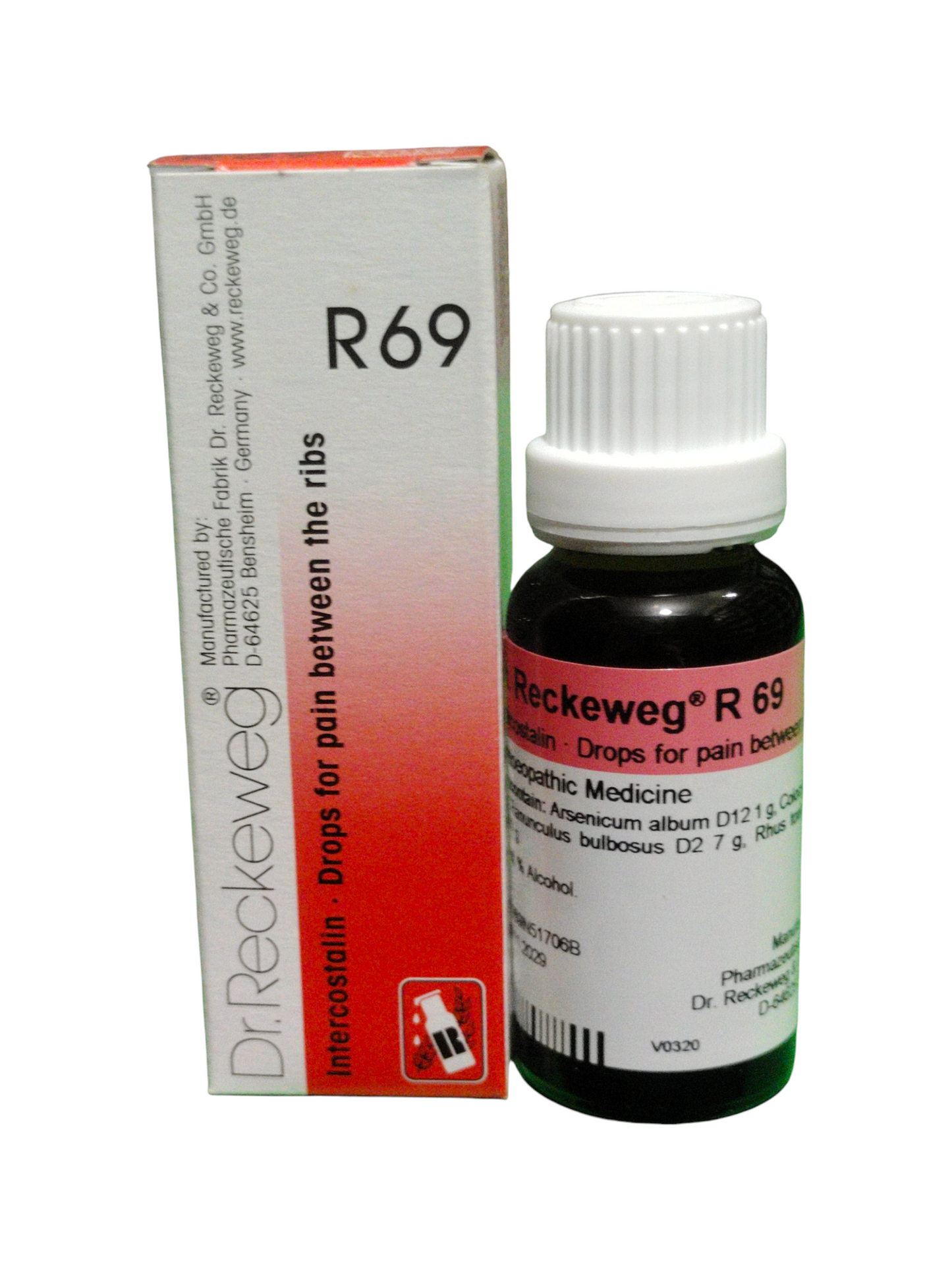Dr. Reckeweg R69 Intercostalin Drops 22ml for pain between ribs, intercostal neuralgia and chest nerve pain homeopathic medicine