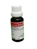 Bottle of R69 homeopathic medicine with a white cap on a white background