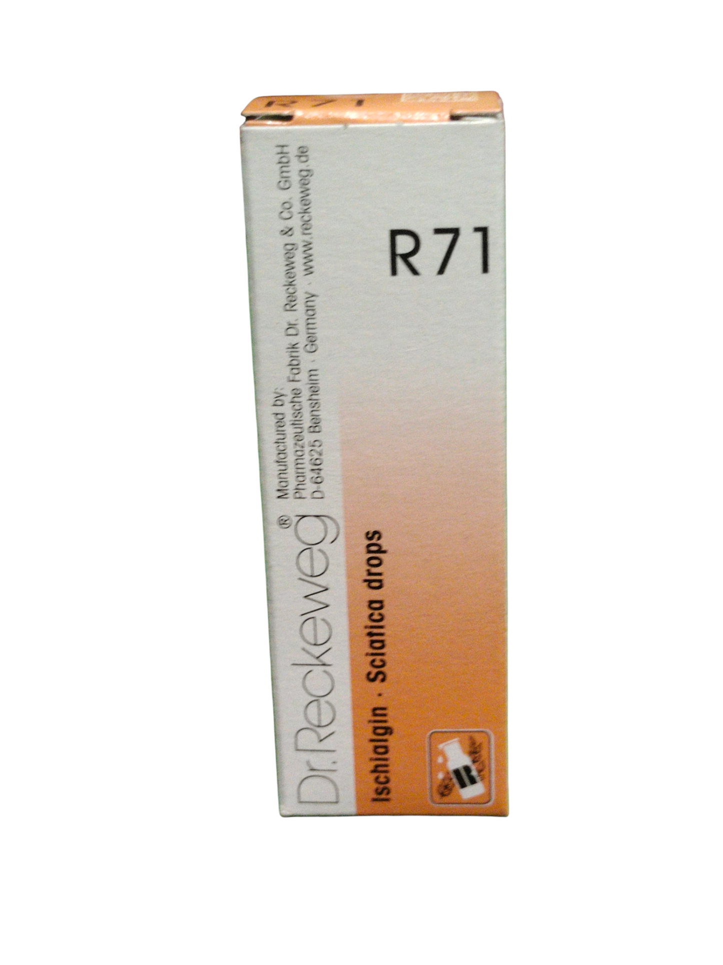 Box of Dr. Reckeweg R71 Scutellariae drops on a white background