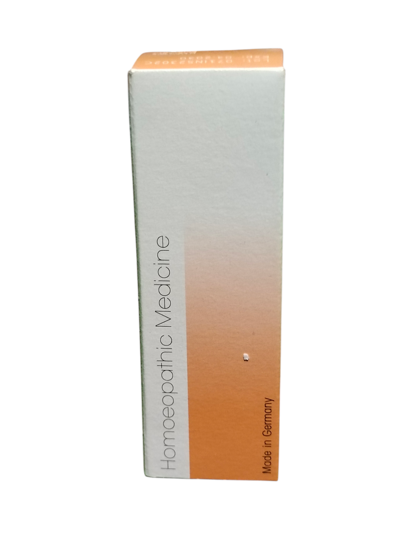 Box of homeopathic medicine with gradient design on a white background