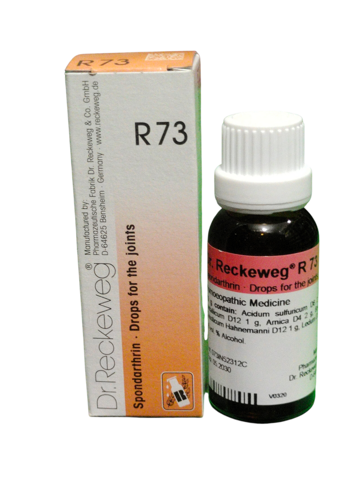 Dr. Reckeweg R73 Spondarthrin Homeopathic Drops 22ml for joint pain, arthritis, stiffness, and inflammation relief