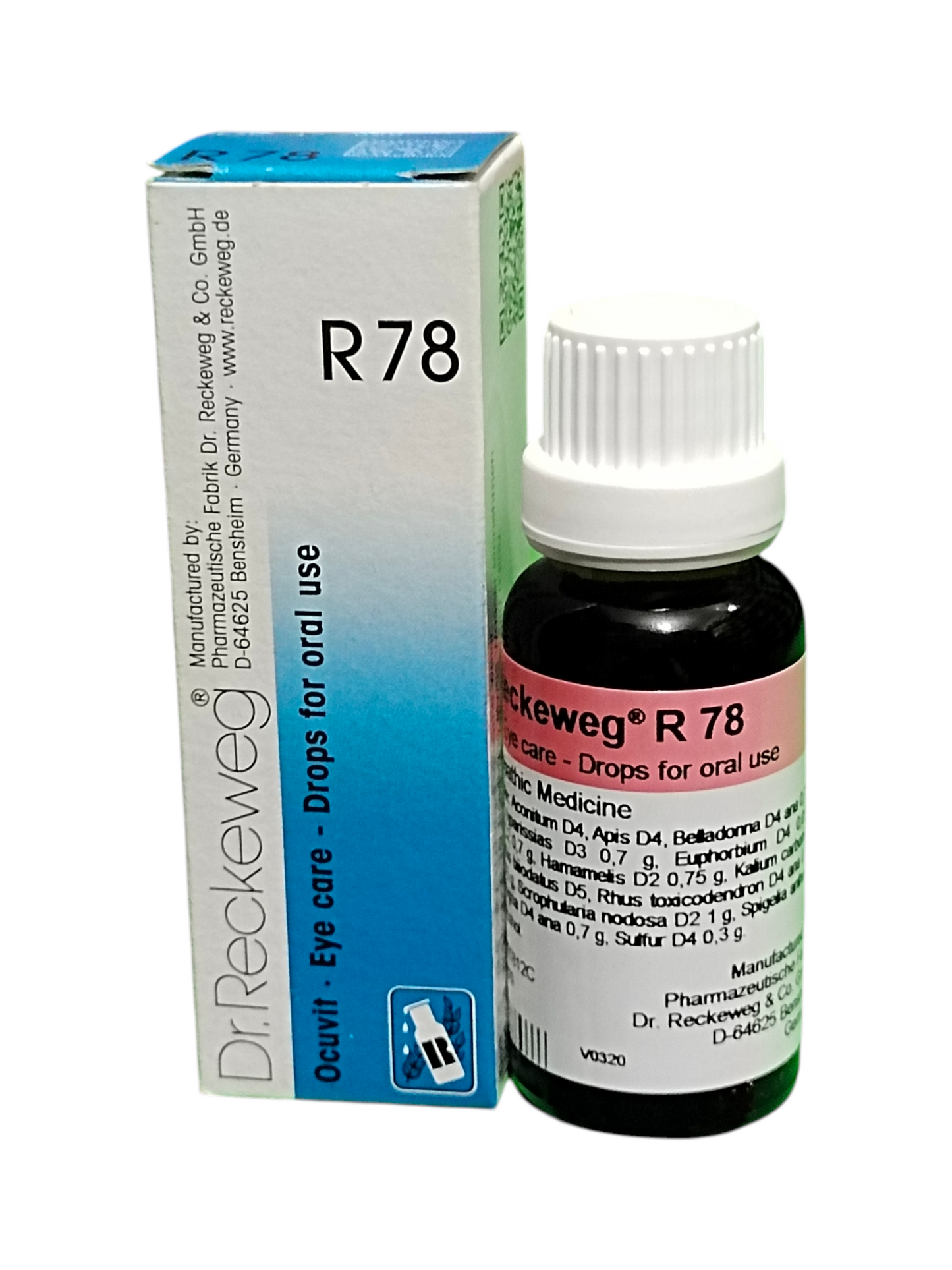 "Dr. Reckeweg R78 Ocuvit Eye Care Homeopathic Drops 22ml for eye strain, weak eyesight, burning and watering eyes – oral use."