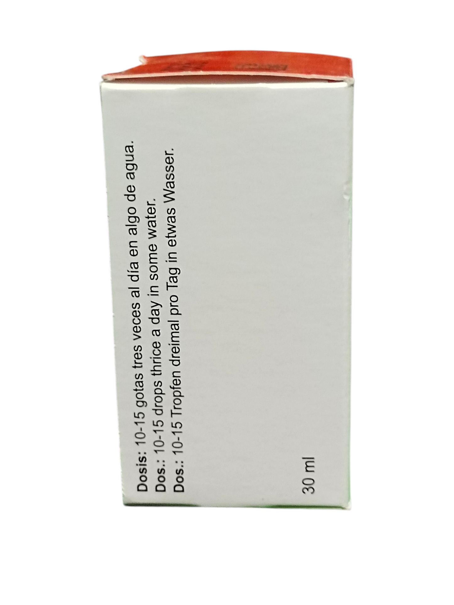 Medication bottle with dropper and label on a white background