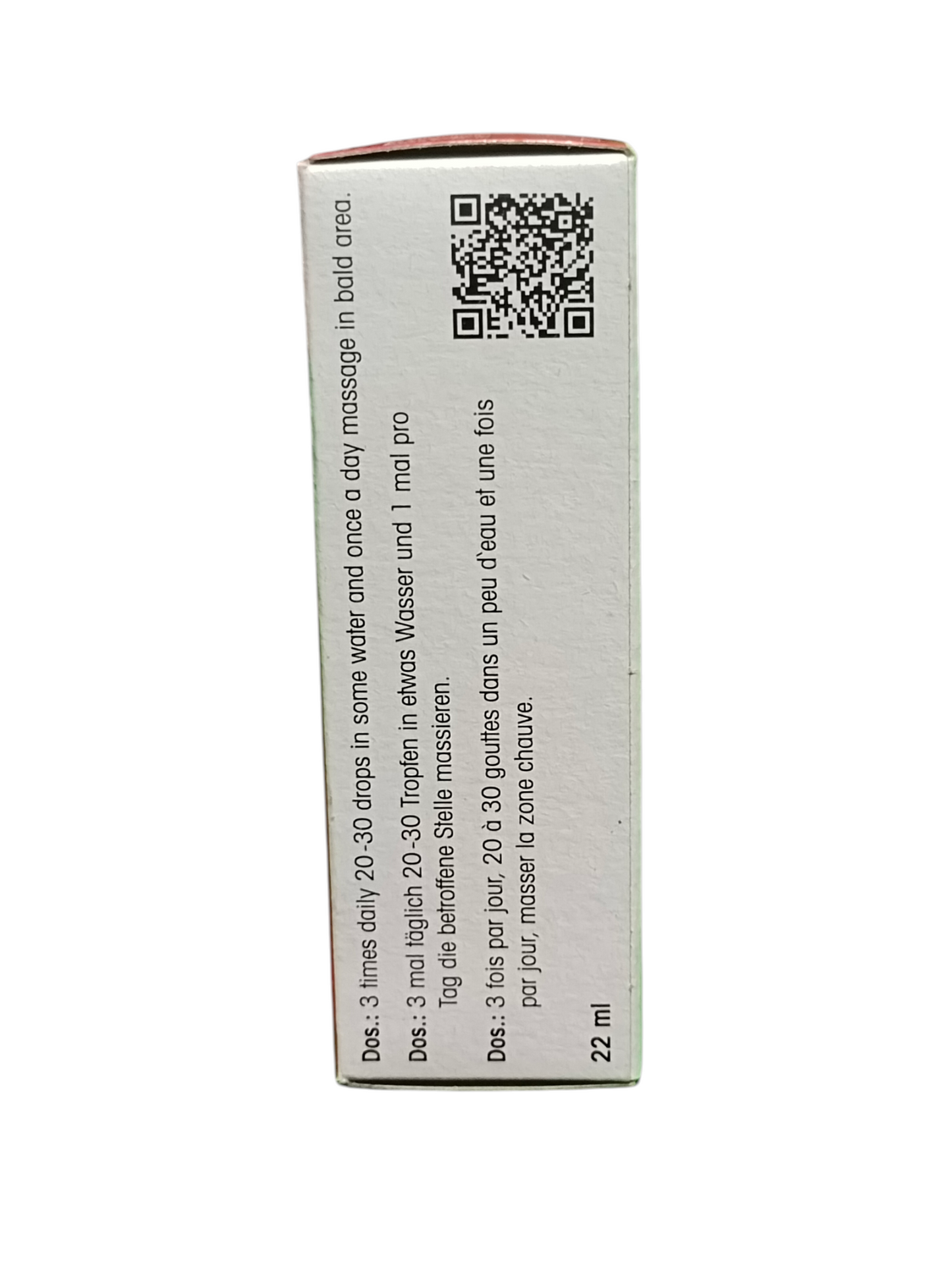White cylindrical container with text and a QR code on a white background