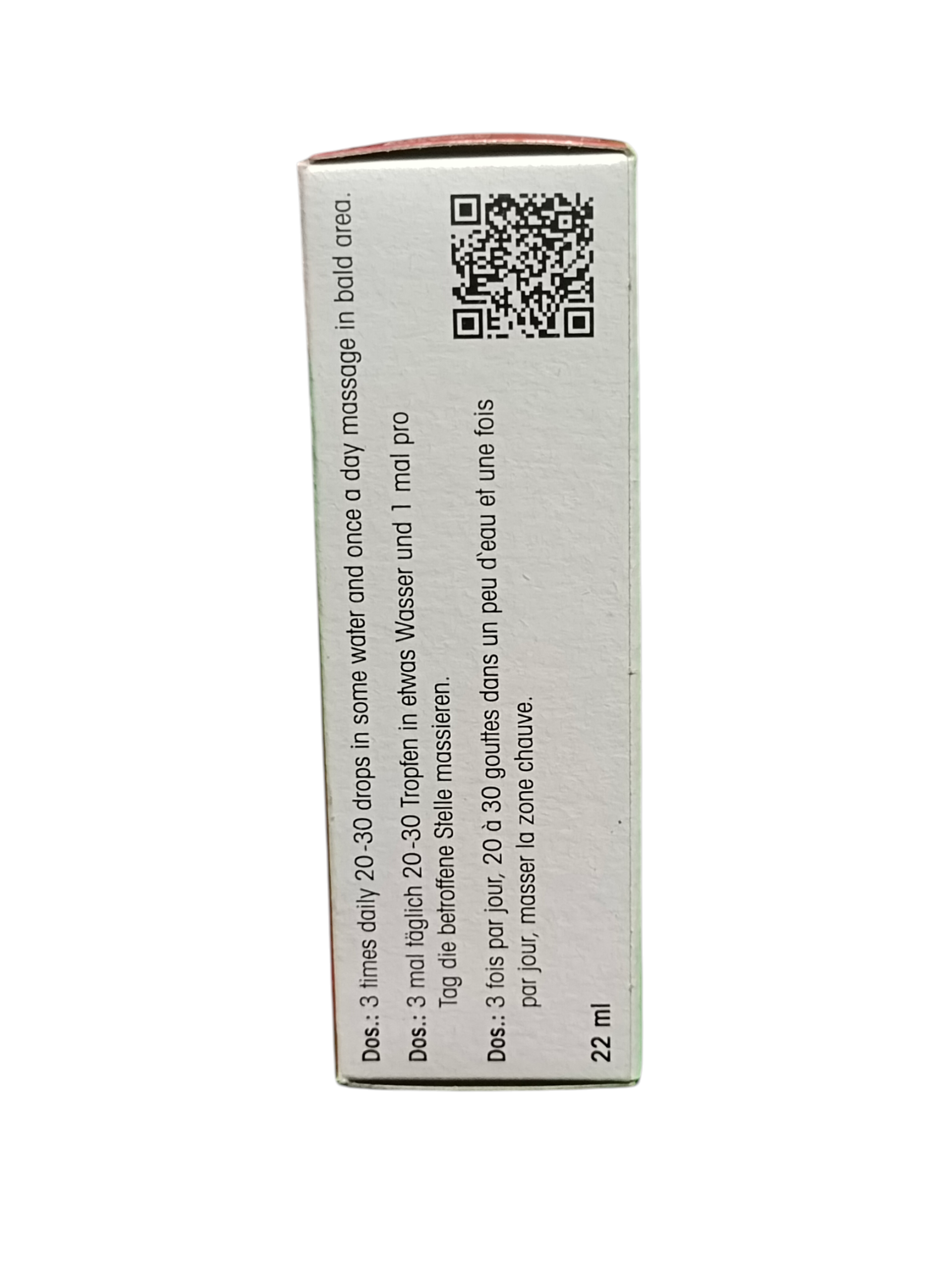 White cylindrical container with text and a QR code on a white background