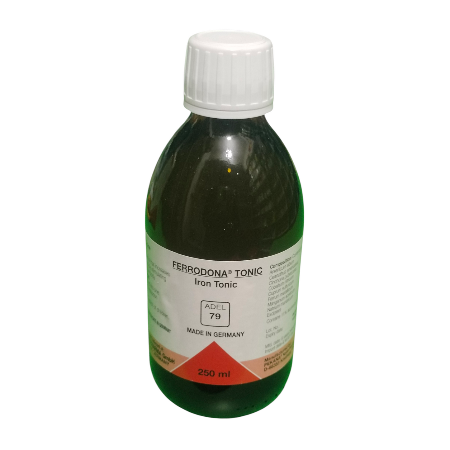 Ferrodona Tonic bottle on a white background