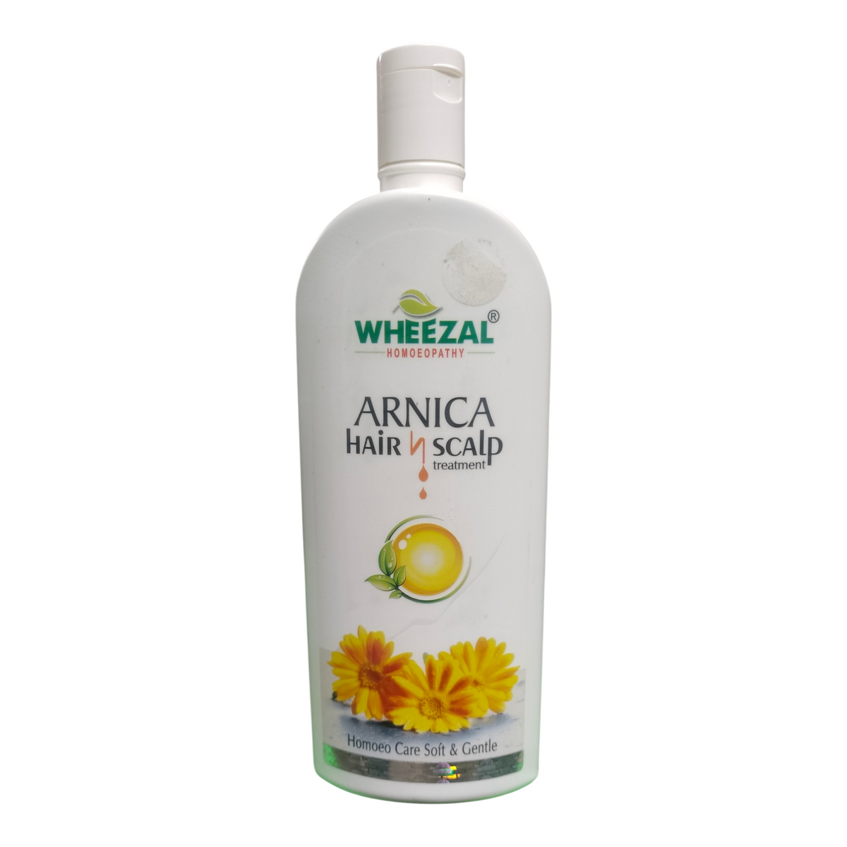 Wheezal Arnica Hair & Scalp Treatment bottle on a white background