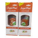 Two boxes of Aqui Plus Face Wash for acne and pimples on a white background