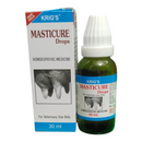 Krig's Masticure Drops packaging and bottle on a white background