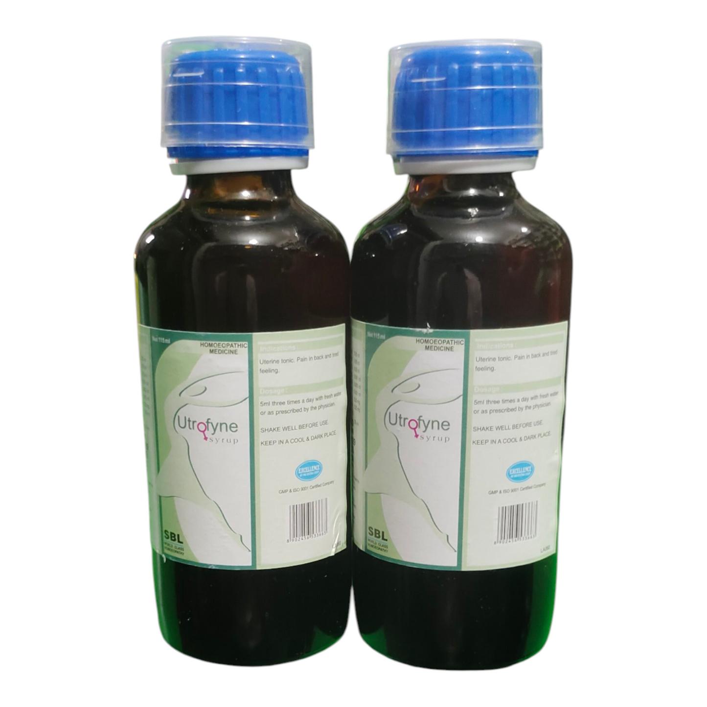 Two bottles of Utralyne with blue caps on a white background