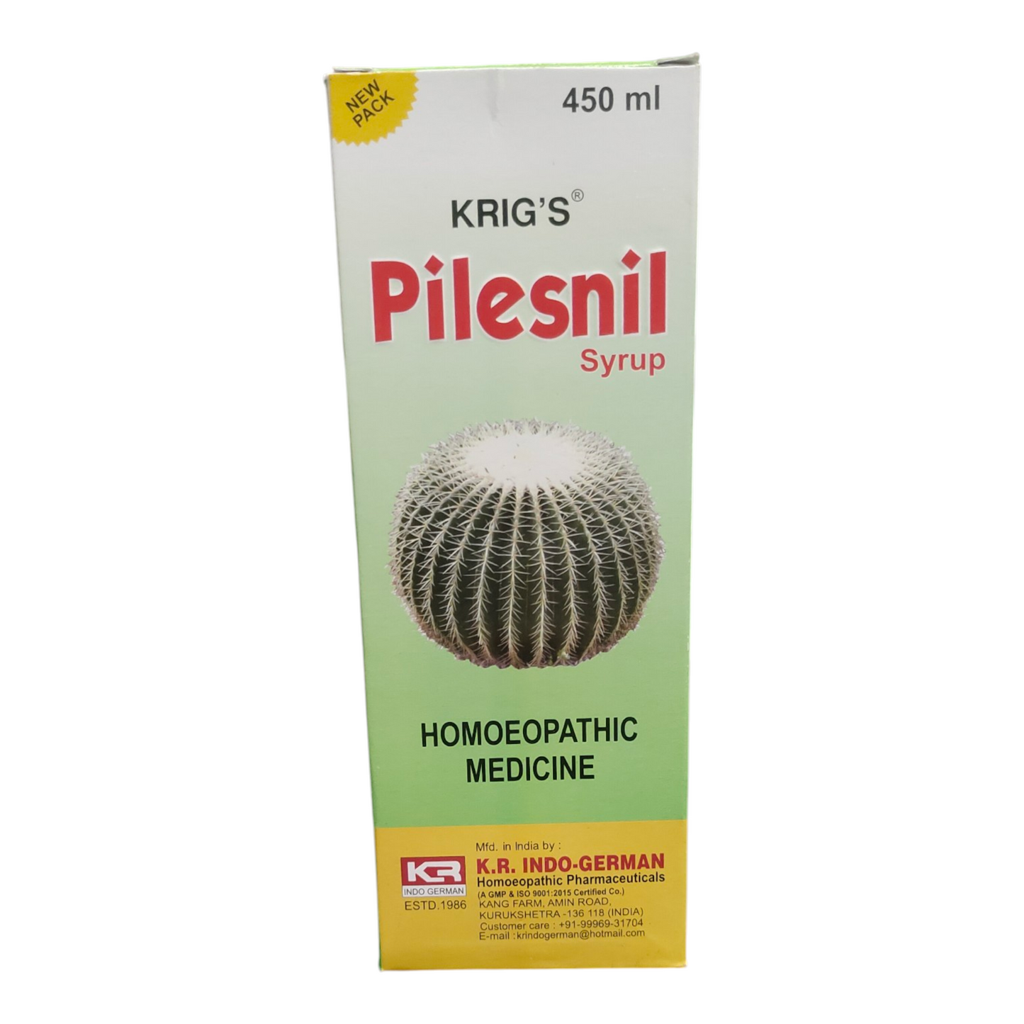 Krig's Pilesnil Syrup packaging on a white background