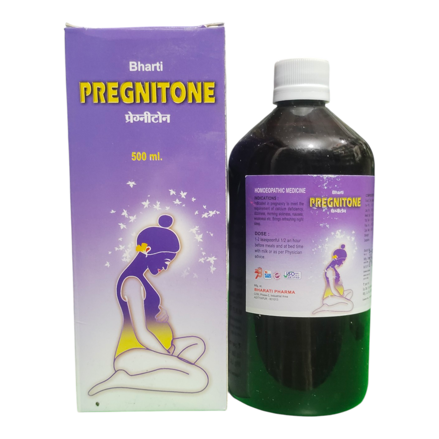 Bharti Pregnitone bottle and packaging on a white background