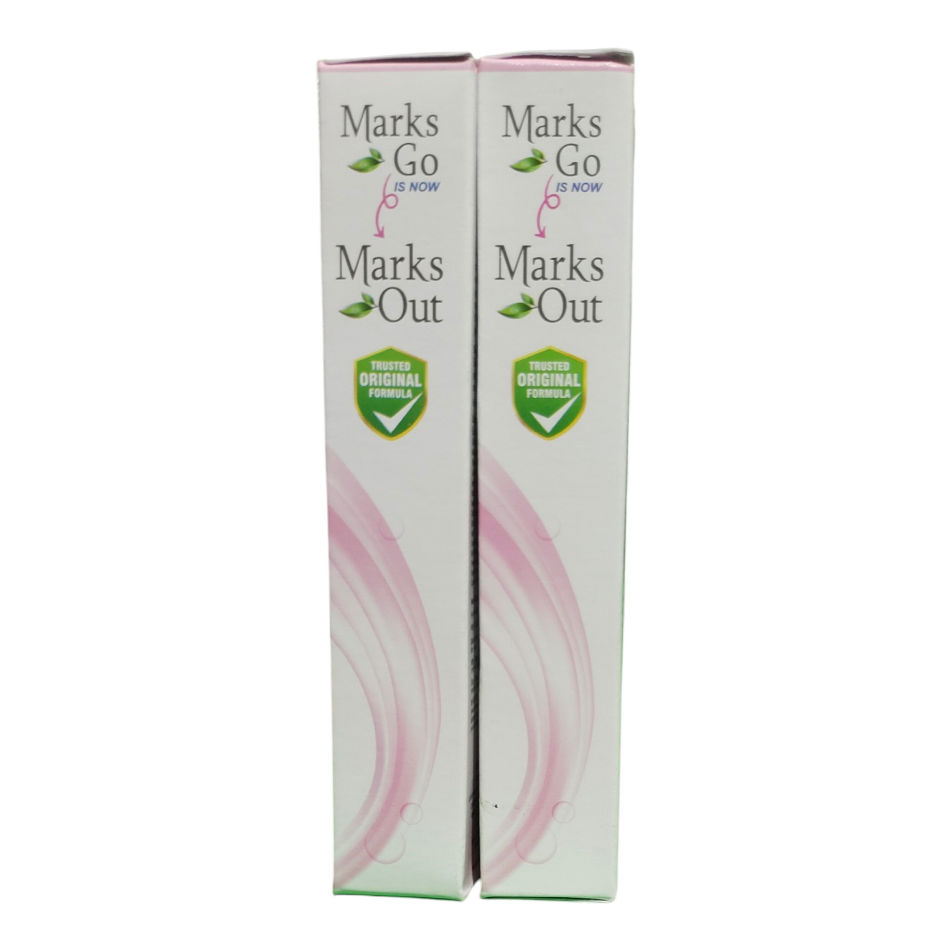 Two boxes of 'Marks Go' products on a white background