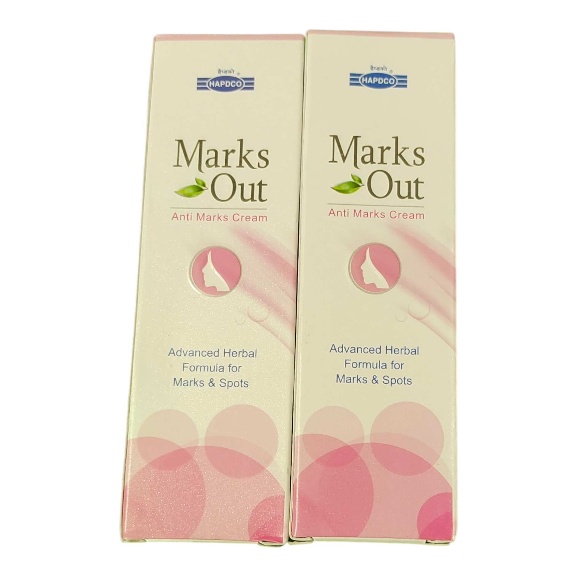 Two boxes of Marks Out Anti Marks Cream on a white background
