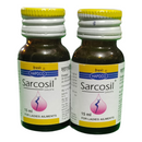 Two bottles of Sarcosil drops for ladies ailments on a white background