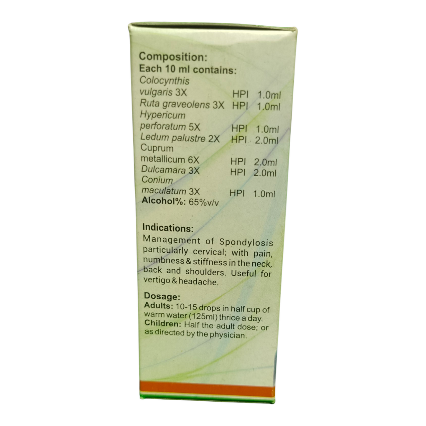 Box with medical or herbal product information on a white background