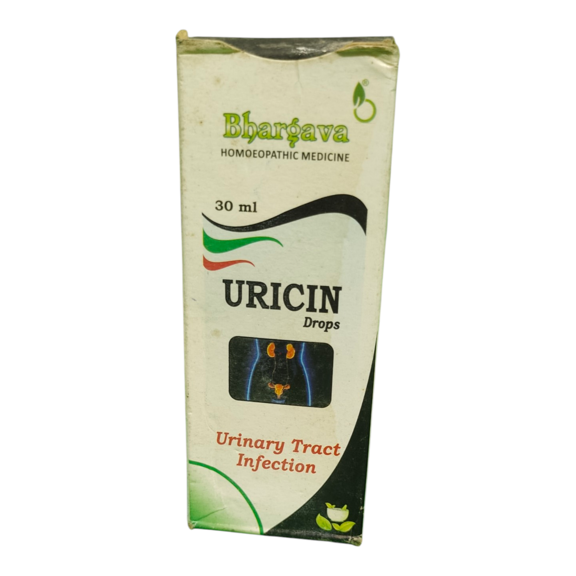 BharGava Uricin Drops packaging for urinary tract infection on a white background