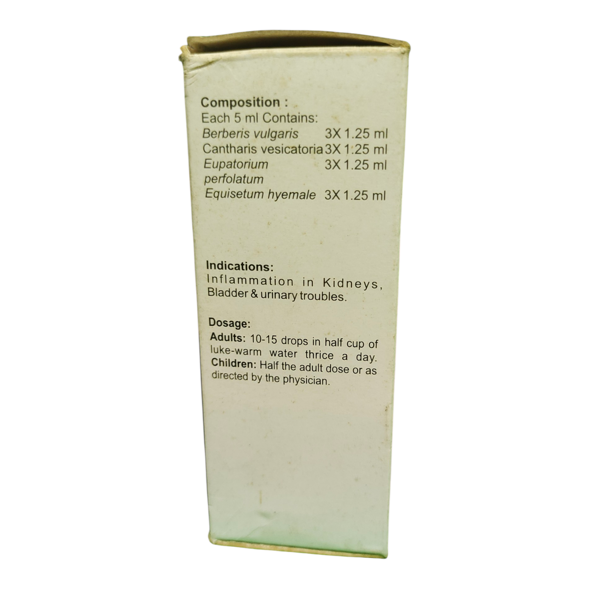 Medicinal product packaging with text on a white background