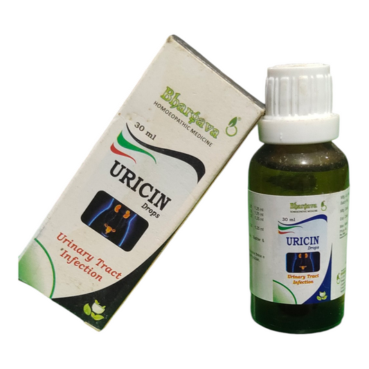 Bhayave Uricin drops packaging and bottle on a white background