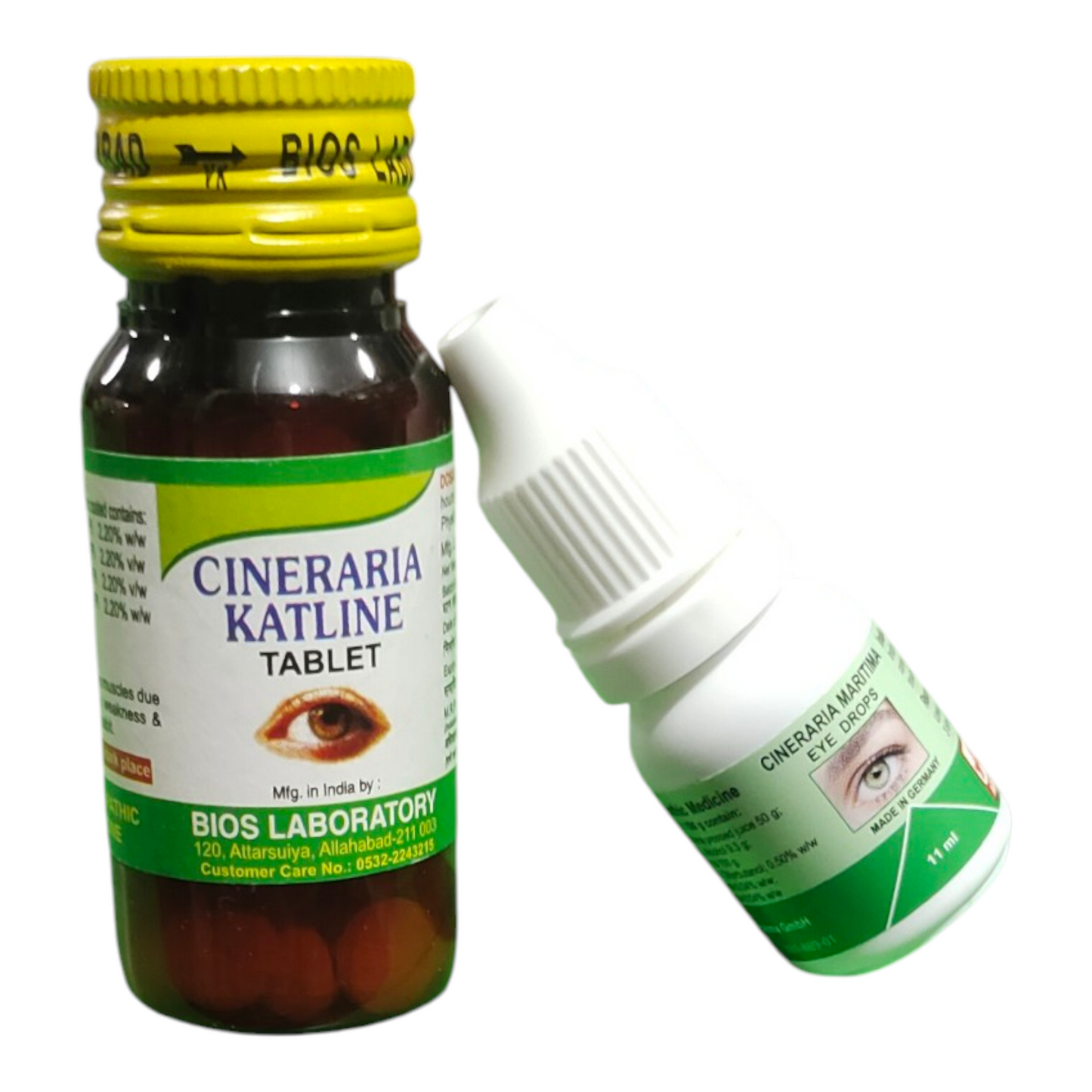 Two bottles of Cineraria Katline Tablet from BIOS Laboratory on a white background