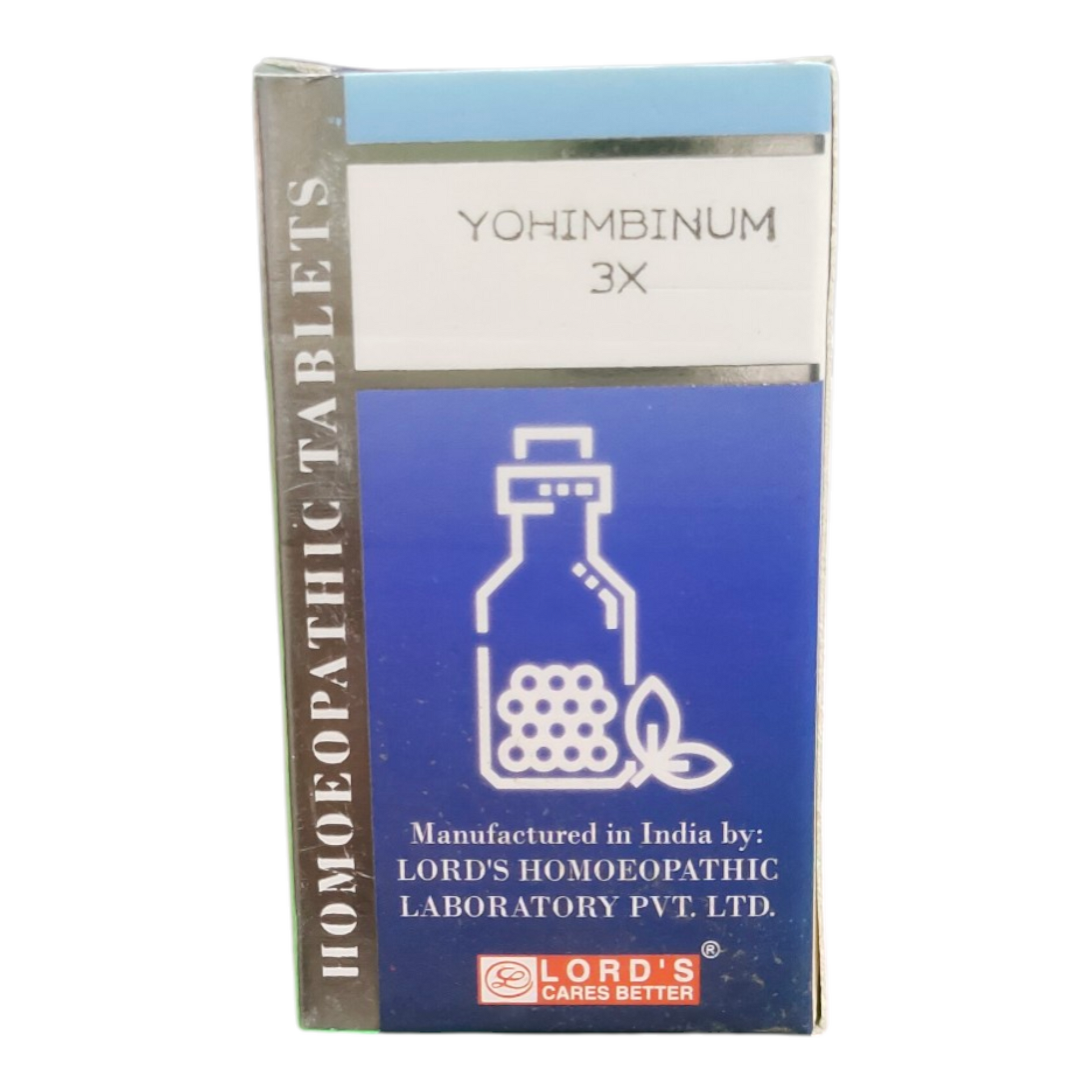 Box of Yohimbinum 3X homoeopathic tablets with branding on a white background