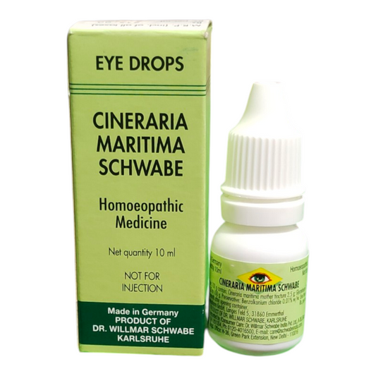 Cineraria Maritima Schwabe eye drops packaging on a white background
